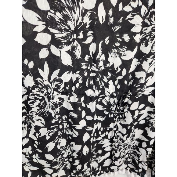 Susan Graver Women's Sz. L Black & White Floral Poncho Swim Cover Up - Picture 4 of 7